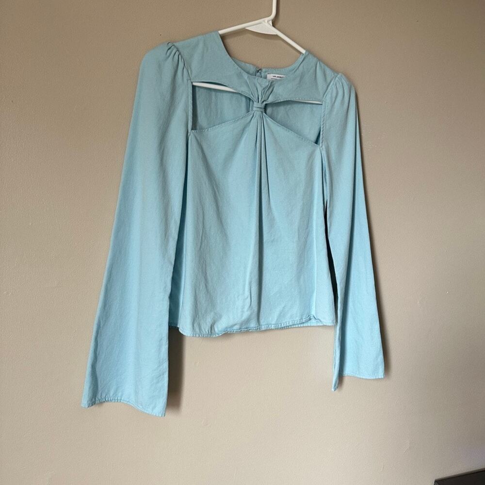& Other Stories Womens 4 Light Blue Twist Detail Cut Out Long Sleeve Blouse - Picture 3 of 10